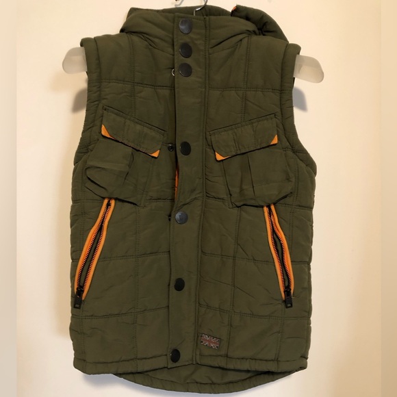 NWT SuperDry Men’s Sherpa Lining Detachable Hooded Vest - Picture 1 of 5